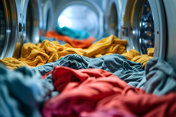 Laundry in washing machine - obrazy, fototapety, plakaty