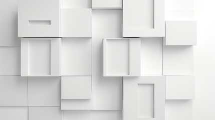 Obraz premium 3d arrange light gray squares with soft shadows on a white background.