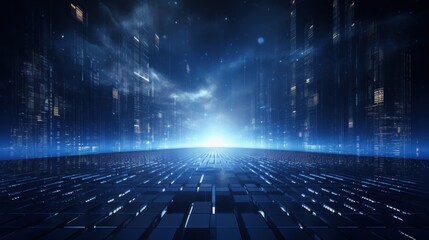 Technology Particle in Cyberpunk Style Digital World Abstract Background