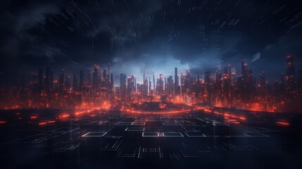 Technology Particle in Cyberpunk Style Digital World Abstract Background