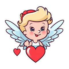 Fototapeta premium A Funny Cupid Heart, PNG Angel Cute
