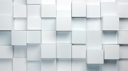 3d arrange light gray squares with soft shadows on a white background.