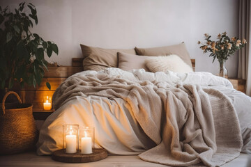 Modern blanket bedding pillow design furniture white decor interior room apartment home flat