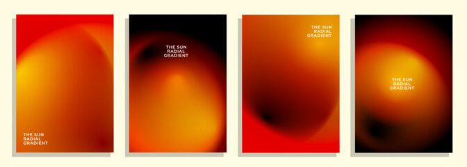abstract sun flame radial gradient cover poster background design set