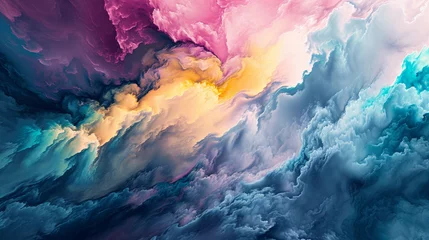 Tuinposter 抽象的な雲。モダンな未来的なパターンの大理石の半透明色のテクスチャーGenerativeAI © enopi