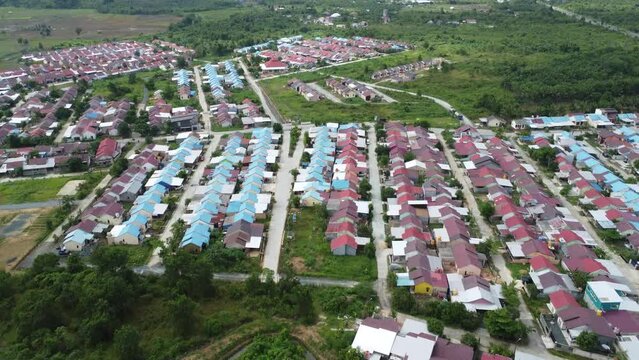 Aerial view of subsidized housing (KPR) on a wide and green land