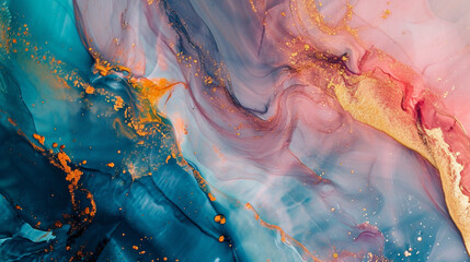 液体インク技術による自然で豪華な抽象流体アート絵画GenerativeAI