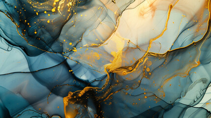 液体インク技術による自然で豪華な抽象流体アート絵画GenerativeAI - obrazy, fototapety, plakaty