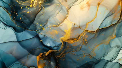 Fotobehang 液体インク技術による自然で豪華な抽象流体アート絵画GenerativeAI © enopi