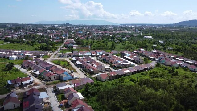 Aerial view of subsidized housing (KPR) on a wide and green land