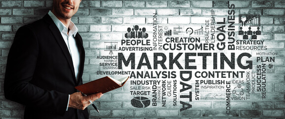 Digital Marketing Technology Solution for Online Business Concept - Graphic interface showing...