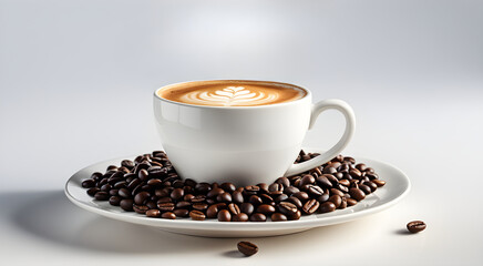 Fototapeta premium cup of Cappuccino coffee with beans
