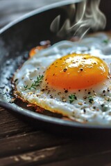朝食の目玉焼き サニーサイドアップ fried egg in a frying pan