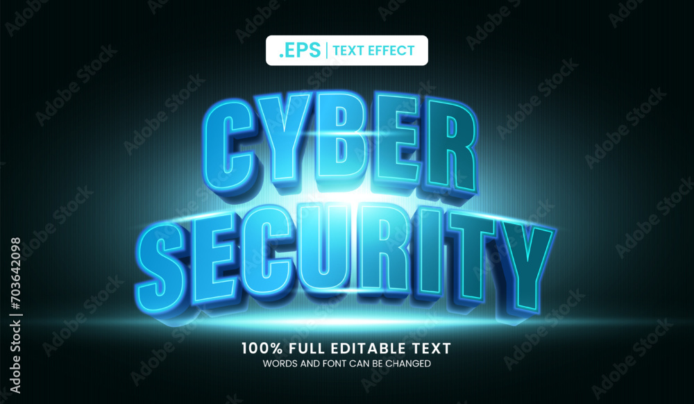 Sticker design editable text effect, cyber security text vector illustration