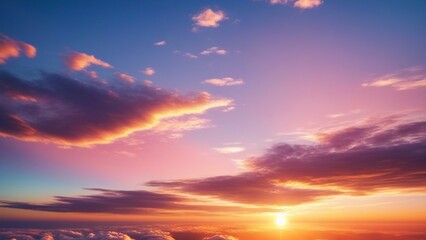 Fototapeta premium Aerial view dramatic sunset and sunrise sky nature background