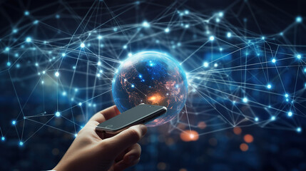 A man is holding a sphere in his hands that represents the concept of IoT