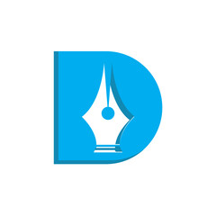 letter D pen art logo design vector simple.