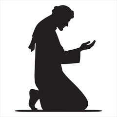 A Muslim man vector silhouette, A Muslim Arab man vector, Isolated White background