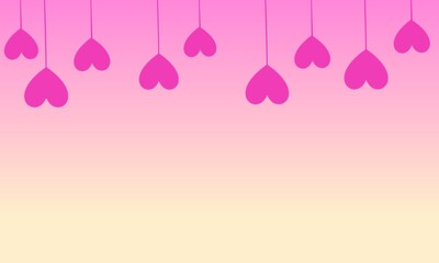 Abstract background with pink gradations and heart patterns.