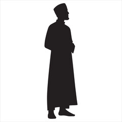 A Muslim man vector silhouette, A Muslim Arab man vector, Isolated White background