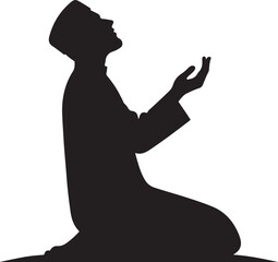 A Muslim man vector silhouette, A Muslim Arab man vector, Isolated White background