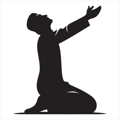 A Muslim man vector silhouette, A Muslim Arab man vector, Isolated White background