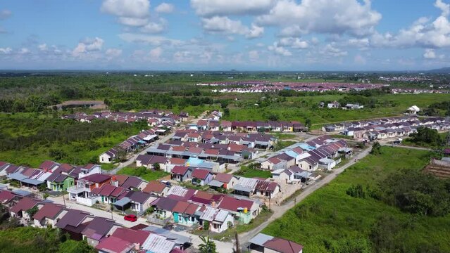 Aerial view of subsidized housing (KPR) on a wide and green land