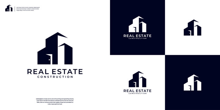 building architecture, construction, real estate logo design vector