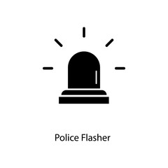 Police Flasher sign, security icons flasher icon for web design and mobile flat illustration on white background..eps