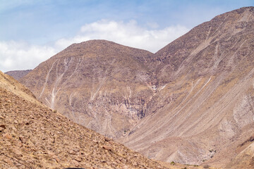 Andean landscape of the mountain range in the Arica and Parinacota region