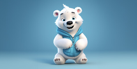 cute polar bear animated style full body