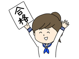 合格を喜ぶ女子学生のイラスト②