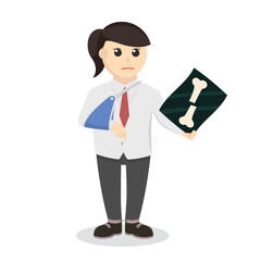 business woman Hand Injury design character on white background