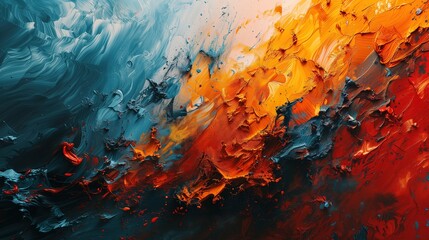 Abstract oil paint texture background. Red, blue, yellow and black colors - Powered by Adobe