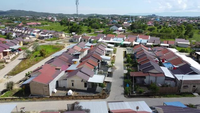 Aerial view of subsidized housing (KPR) on a wide and green land