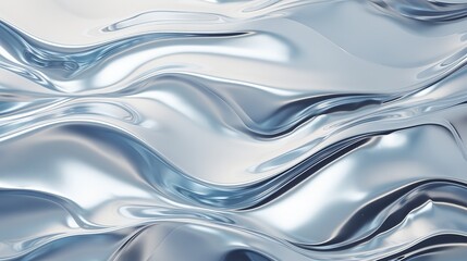 Closeup of rippled silver silk fabric texture background