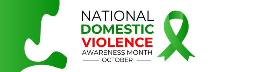 National domestic violence awareness month is observed every year in october. Domestic violence awareness month, background with purple ribbon. banner, cover, poster, website. Vector illustration