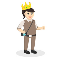 modern princess with camera design character on white background