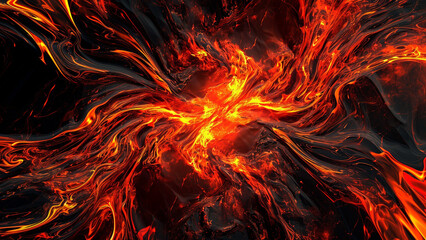 Fototapeta na wymiar Futuristic Fire Vibrant Red and Orange Neon Waves