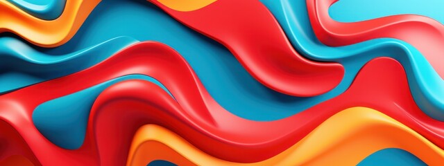Colorful wavy '90s design with a smooth, flowing texture, conveying movement and a playful retro aesthetic. - obrazy, fototapety, plakaty
