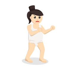 sumo woman ready to fight design character on white background