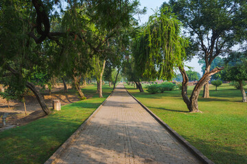 Obraz premium Path in Jetavana monastery, Shravasti, Uttar Pradesh 