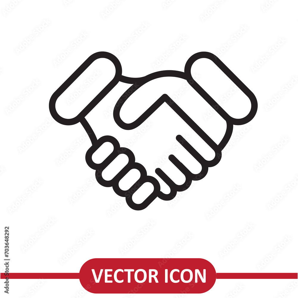 Poster Simple handshake line icon. Vector sign for mobile app and web sites. flat illustration on white background..eps