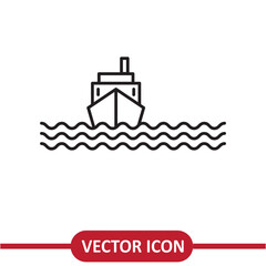 Ship icon vector. Cruise sign ,flat liner illustration on white background..eps