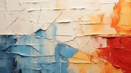 Painting closeup texture background with blue, orange, yellow and white colors