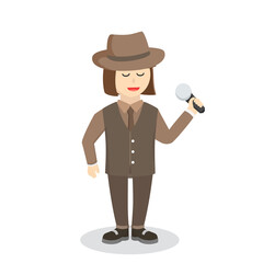 woman jazz singer design character on white background