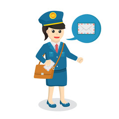 postman with mail notification callout design character on white background