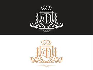 D initial luxury ormament monogram logo design