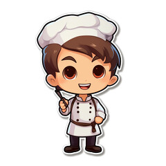 Obraz premium Chibi boy chef character sticker