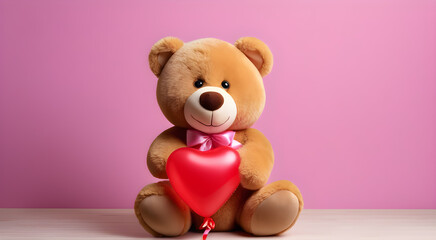 Valentine's Day, Teddy bear heart-shaped with light background,Ai generative
